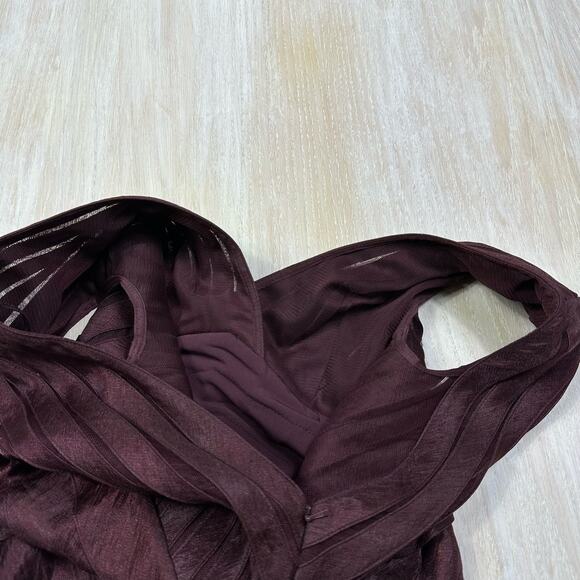 Adrianna Papell Taffeta Shutter Iridescent V-Neck Pleated Ruffle Sheath Dress 6 - Picture 10 of 16